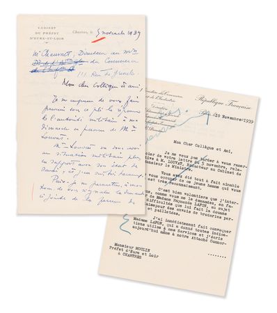 Lot #320 Jean Moulin Handwritten Draft Letter and Autograph Note Signed - Image 1