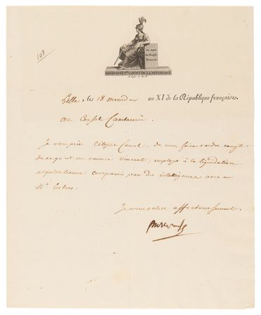 Lot #416 Napoleon Letter Signed as First Consul - Image 1
