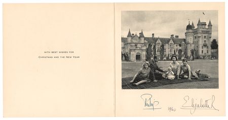 Lot #202 Queen Elizabeth II and Prince Philip Signed Christmas Card (1960) - Image 1