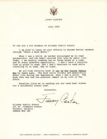 Lot #55 Jimmy Carter Typed Letter Signed on the