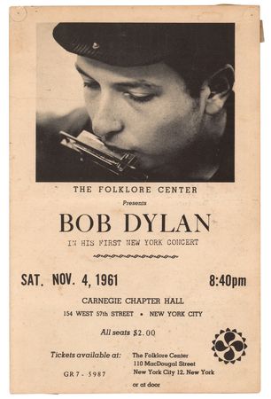 Lot #673 Bob Dylan 1961 Carnegie Chapter Hall Program - Image 1