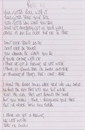 Lot #688 Oasis: Noel Gallagher Handwritten Song Lyrics for 'Roll with It' - Image 2