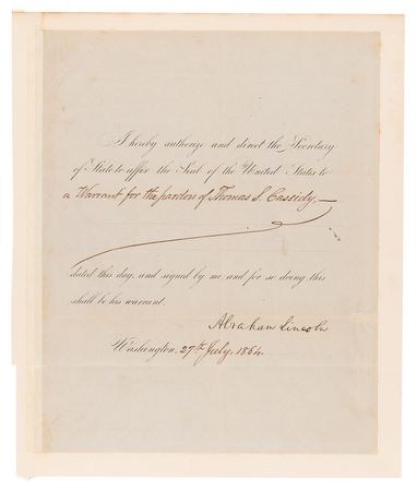Lot #13 Abraham Lincoln Document Signed as President - Civil War-Dated Pardon - Image 3