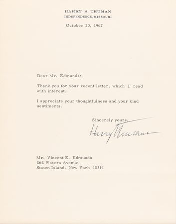 Lot #162 Harry S. Truman Typed Letter Signed - Image 2
