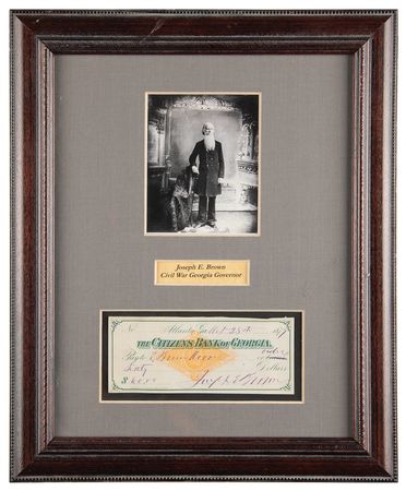 Lot #253 Joseph E. Brown Signed Check - Image 1