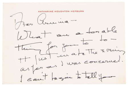 Lot #774 Katharine Hepburn Autograph Letter Signed - Image 1