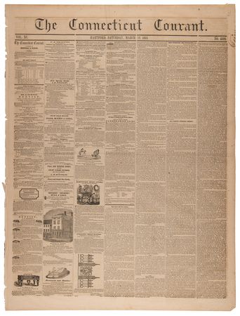 Lot #136 Franklin Pierce: The Connecticut Courant from March 12, 1853 - Full Text of His Inaugural Address - Image 1