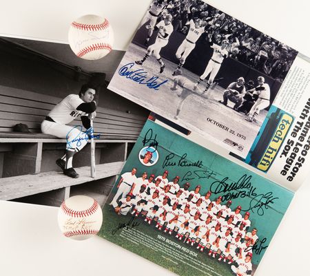 Lot #879 Boston Red Sox: 1975 Team (5) Signed Items Group Lot - Image 1