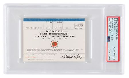 Lot #708 Bruce Lee Signed Membership Card for the