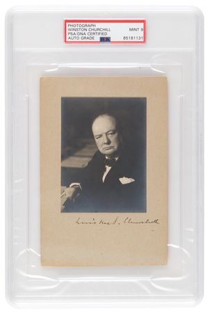 Lot #196 Winston Churchill Signed Photograph - PSA MINT 9 - Image 1