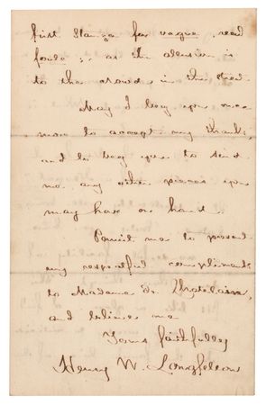 Lot #721 Henry Wadsworth Longfellow Autograph Letter Signed on Translation of His Poetry - Image 4