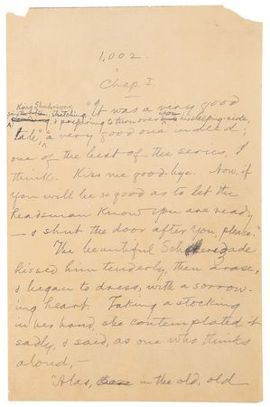 Lot #690 Samuel Clemens Partial Autograph Manuscript Signed for '1,002nd Arabian Night,' completed during the same summer as Huckleberry Finn - Image 3