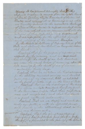 Lot #146 Zachary Taylor: Manuscript Resolution on the Death of President Taylor - Image 1