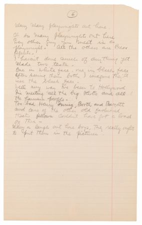 Lot #796 George M. Cohan Autograph Manuscript Signed for 