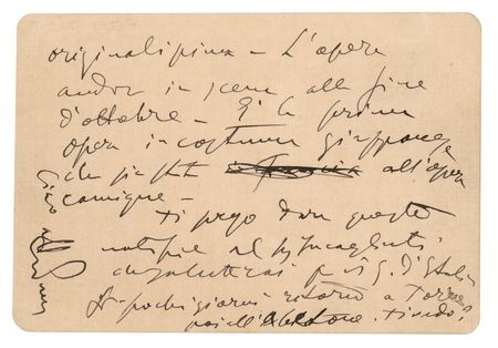 Lot #734 Giacomo Puccini Autograph Letter Signed on Madame Butterfly: 