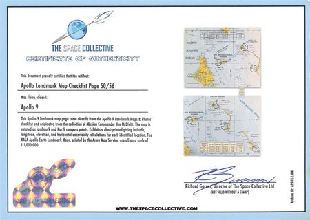Lot #627 Apollo 9 Landmark Map Checklist Page [Attested as Flown by Richard Garner] - Image 3