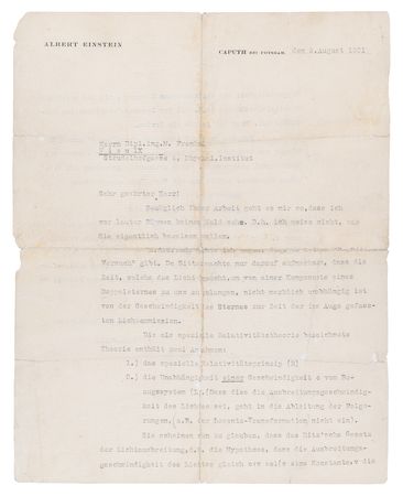 Lot #240 Albert Einstein Typed Letter Signed, Explaining Special Relativity - Image 1