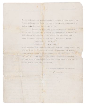 Lot #240 Albert Einstein Typed Letter Signed, Explaining Special Relativity - Image 2