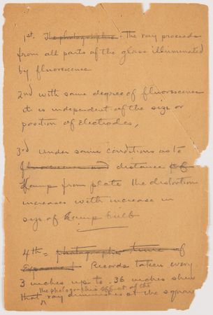 Lot #236 Thomas Edison Handwritten Manuscript on X-Ray Experiments with Sketch of 