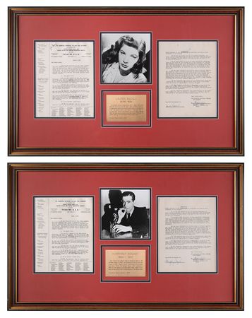 Lot #955 Humphrey Bogart and Lauren Bacall (2) Documents Signed - Image 1