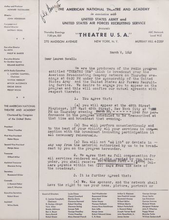 Lot #955 Humphrey Bogart and Lauren Bacall (2) Documents Signed - Image 2