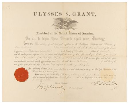 Lot #27 U. S. Grant Document Signed as President - Image 1