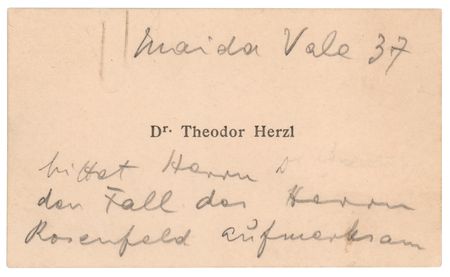 Lot #307 Theodor Herzl Handwritten Note at London, Following the Fourth Zionist Congress - Image 1