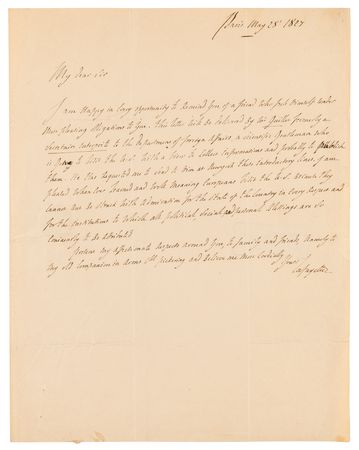 Lot #380 Marquis de Lafayette Autograph Letter Signed to Justice Story, Praising America's Social and Political Institutions - Image 1