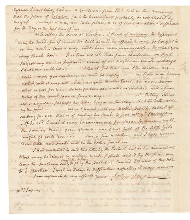 Lot #190 John Jay Autograph Letter Signed as Chief Justice - 