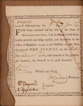 Lot #534 Massachusetts (3) Signed Revolutionary War-Era Financial Documents (1777?1780) - Image 2