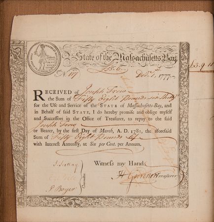 Lot #534 Massachusetts (3) Signed Revolutionary War-Era Financial Documents (1777?1780) - Image 3