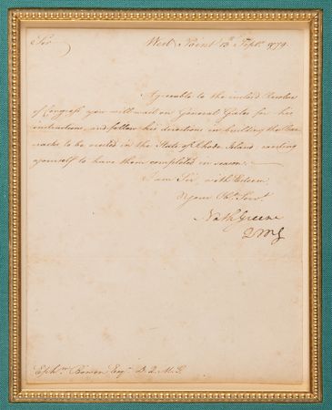 Lot #377 Nathanael Greene Revolutionary War-Dated Letter Signed, Ordering a Barracks to be Built in Rhode Island - Image 2