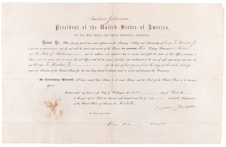 Lot #99 Andrew Johnson Document Signed as President - Image 1