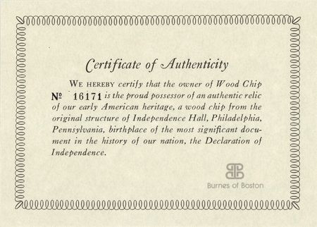 Lot #315 Independence Hall Wood Relic - Image 9