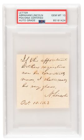 Lot #18 Abraham Lincoln Autograph Endorsement Signed as President - PSA GEM MT 10 - Image 1