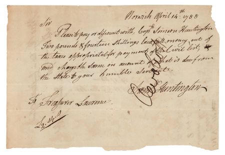 Lot #314 Samuel Huntington Document Signed