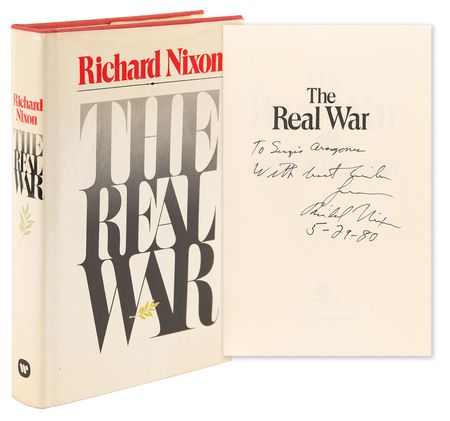 Lot #127 Richard Nixon Signed Book - The Real War, to Cartoonist Sergio Aragones - Image 1