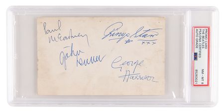 Lot #739 Beatles Signed 1963 Parlophone Promo Card - The First to Show New Drummer Ringo Starr (PSA NM-MT 8) - Image 2