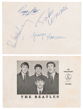 Lot #743 Beatles: John Lennon and Paul McCartney Signed 1963 Promotional Card - Image 1