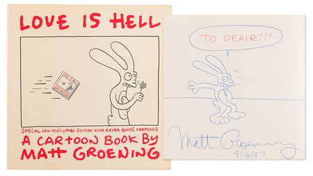 Lot #685 Matt Groening Signed Book with Sketch - Image 1