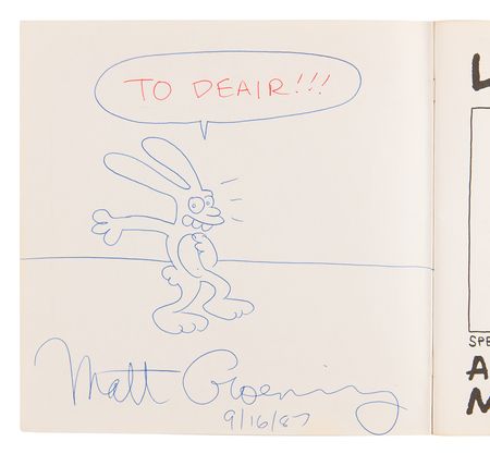 Lot #685 Matt Groening Signed Book with Sketch - Image 4