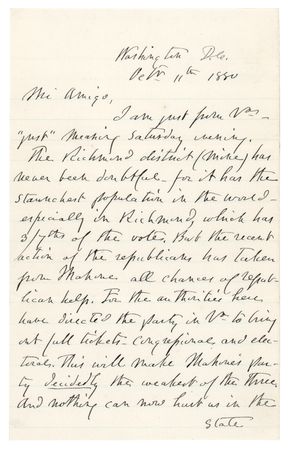 Lot #515 Joseph E. Johnston Autograph Letter Signed on the 1880 Election and the Black Vote - Image 1