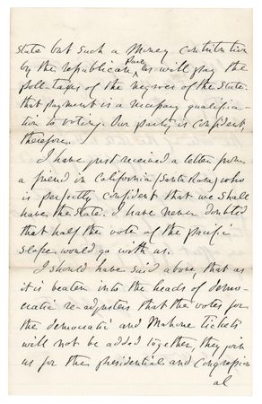Lot #515 Joseph E. Johnston Autograph Letter Signed on the 1880 Election and the Black Vote - Image 2