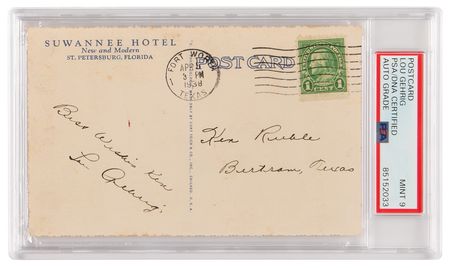 Lot #1090 Lou Gehrig Signature - PSA MINT 9 - Image 1