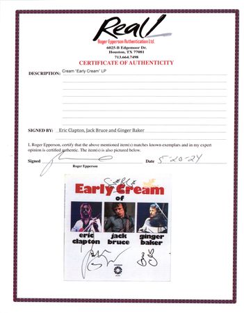 Lot #748 Cream Signed Album - The Early Cream Of Eric Clapton, Jack Bruce & Ginger Baker - Image 2