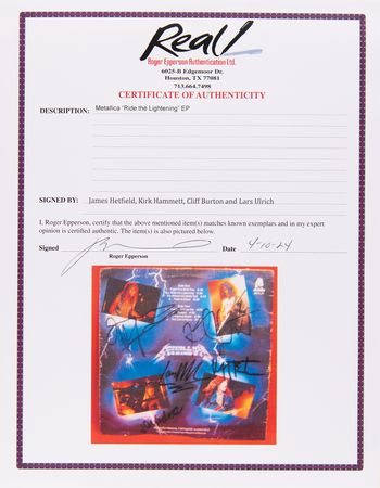 Lot #879 Metallica Signed Album - Ride the Lightning - Image 3