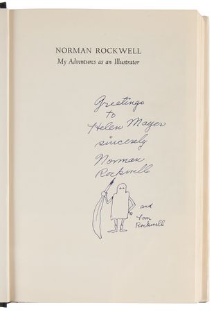 Lot #646 Norman Rockwell Signed Book with Sketch - My Adventures as an Illustrator - Image 4