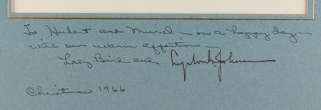 Lot #53 Lyndon and Lady Bird Johnson Signed Photograph, Presented to Vice President Hubert Humphrey - Image 2