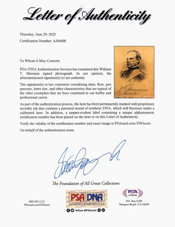 Lot #430 William T. Sherman Signed Cabinet Photograph - Image 2
