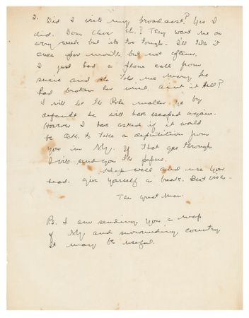 Lot #982 W. C. Fields Autograph Letter Signed to His Mistress - Image 3
